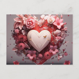 Valentine's day flower heart gift postcard for him