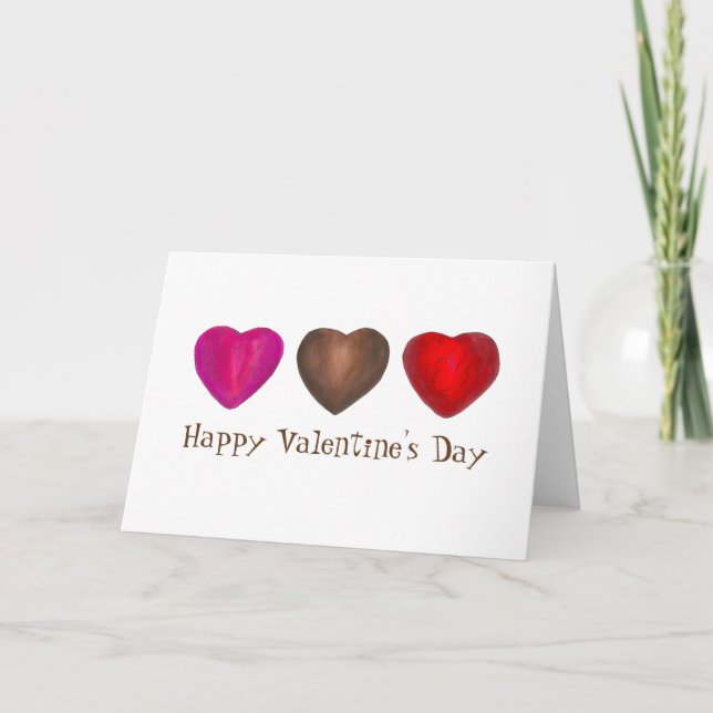 Valentine's Day Foil Wrapped Chocolate Hearts Holiday Card (Front)