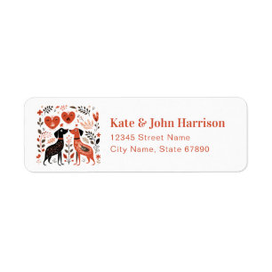 Valentine's Day Folk Dogs Return Address Labels