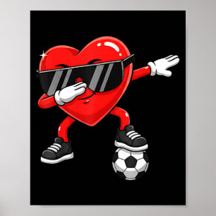Valentines Day Football Heart Dab Soccer Men Boys  Poster