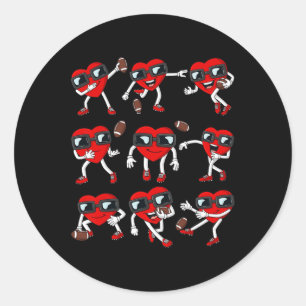 Valentines Day Football Heart Quarterback Receiver Classic Round Sticker