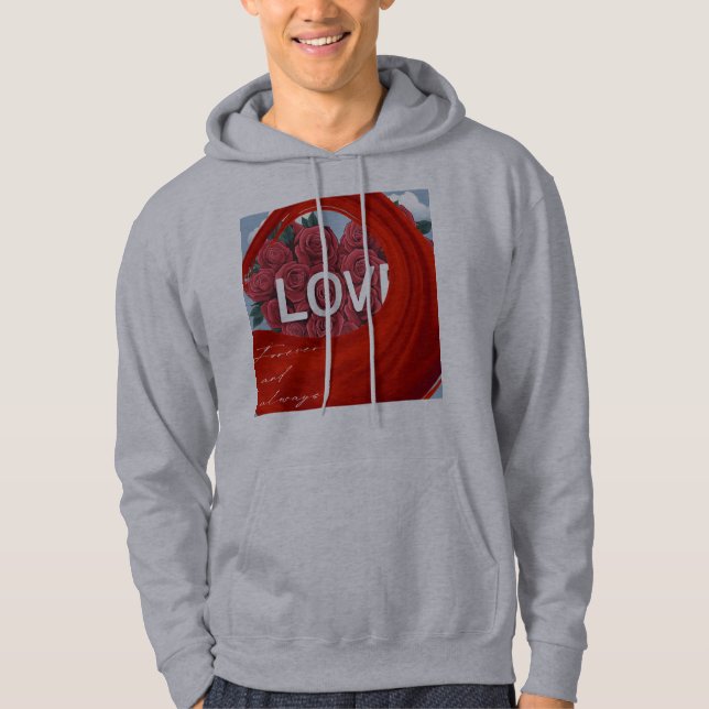 Valentines Day  for Boys Girls Red Hearts Hoodie (Front)