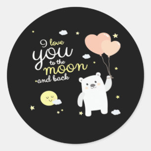 Valentines Day For Girls Love You To The Moon And  Classic Round Sticker