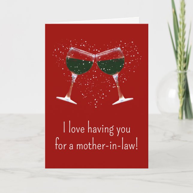 Valentine's Day for Mother in Law Wine Humour Card (Front)