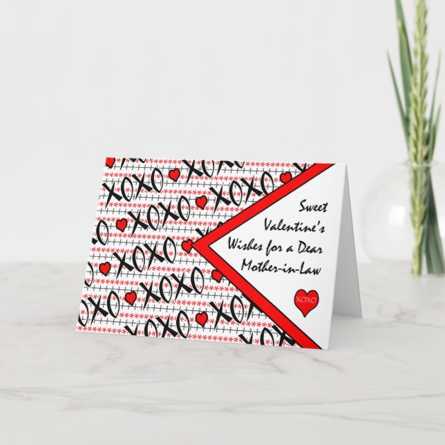 Valentine's Day for Mother in Law, XOXO Design Holiday Card (Front)
