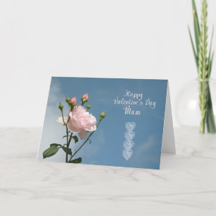 Valentine's Day for Mum with Pink Rose Holiday Card