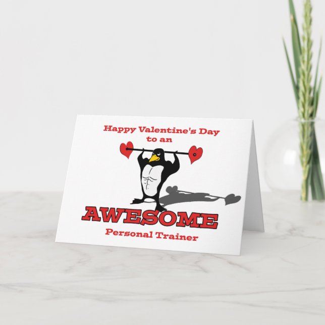 Valentine's Day for Personal Trainer, Penguin Abs Holiday Card (Front)