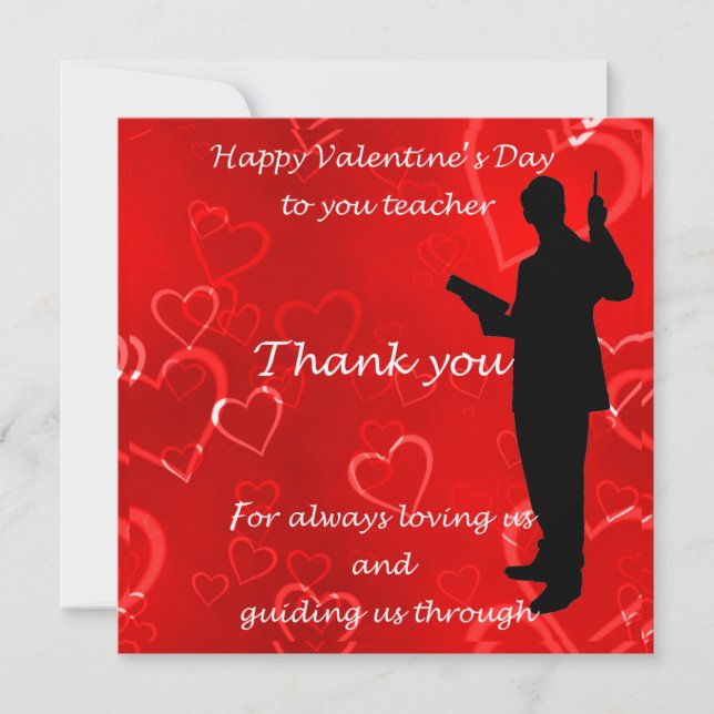 Valentines Day For Teachers  Card (Front)