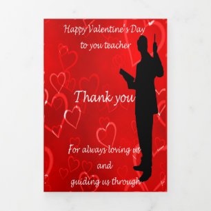 Valentines Day For Teachers Tri-Fold Holiday Card