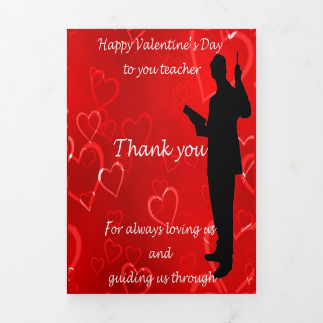 Valentines Day For Teachers  Tri-Fold Holiday Card (Cover)