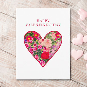 Valentine's Day for Wife - Love Pink Floral Heart Holiday Card
