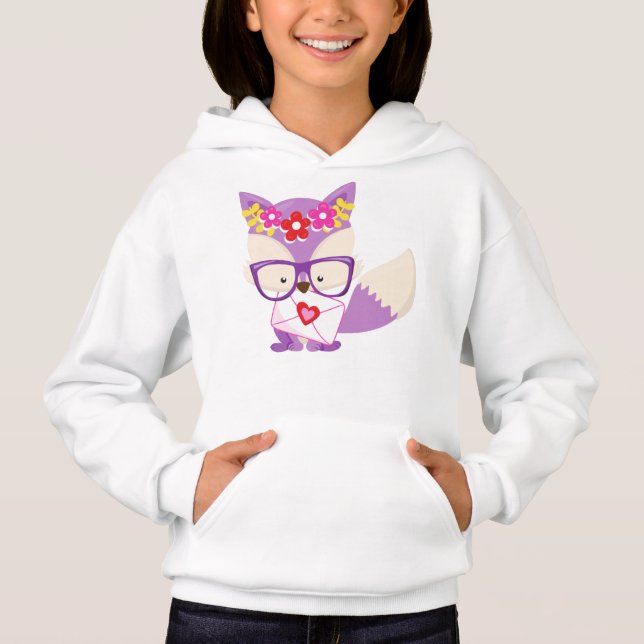 Valentine's Day Fox, Purple Fox, Glasses, Hearts (Front)