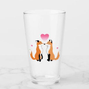 Valentine's Day Foxes Glass
