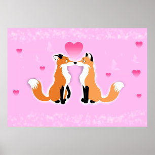 Valentines Day Foxes Poster