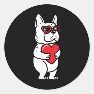 Valentines Day French Bulldog Dog Love Frenchie Lo Classic Round Sticker