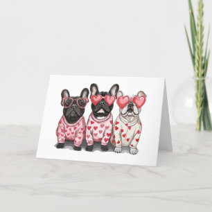 Valentines Day French Bulldog Holiday Card