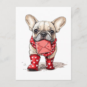 Valentines Day French Bulldog Love Letter Postcard
