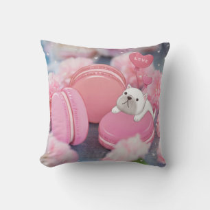 Valentine's Day: French Bulldog, Macarons & Flower Cushion