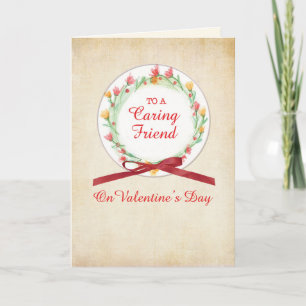 Valentine's Day Friend Wreath of Flowers Holiday Card