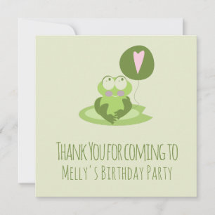 Valentines Day Frog Birthday Thank You Card
