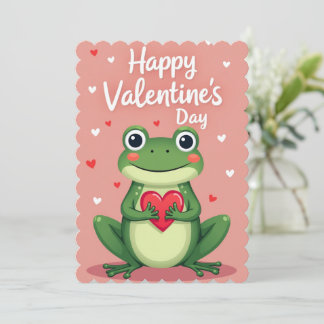 Valentines Day Frog Flat Greeting Card