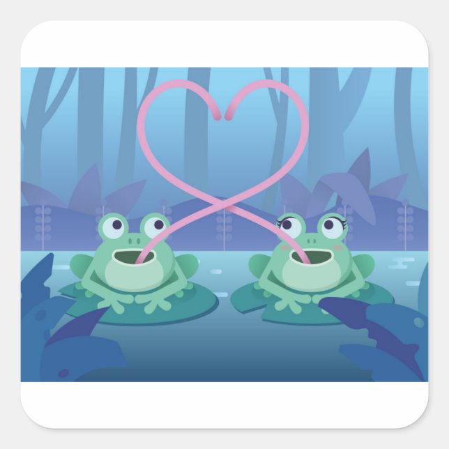 valentines day frog lovers square sticker (Front)