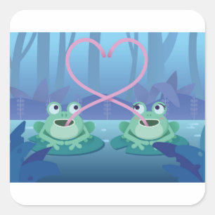 valentines day frog lovers square sticker