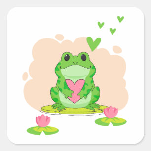  Valentine's Day Frog Square Sticker