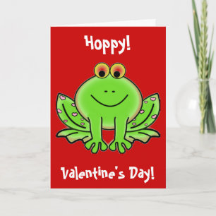 Valentine's Day Frog with Pink Hearts ard Holiday Card