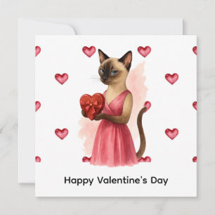 Valentine's Day from Cat Mom holding red heart Holiday Card