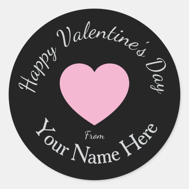 Valentines Day From Your Name Here Custom Graphics Classic Round Sticker (Front)