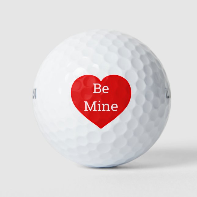 Valentine's Day Fun Gift Be Mine Heart 3 Golf Balls (Front)