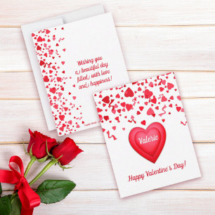 Valentine's Day Fun Red Confetti Hearts Card