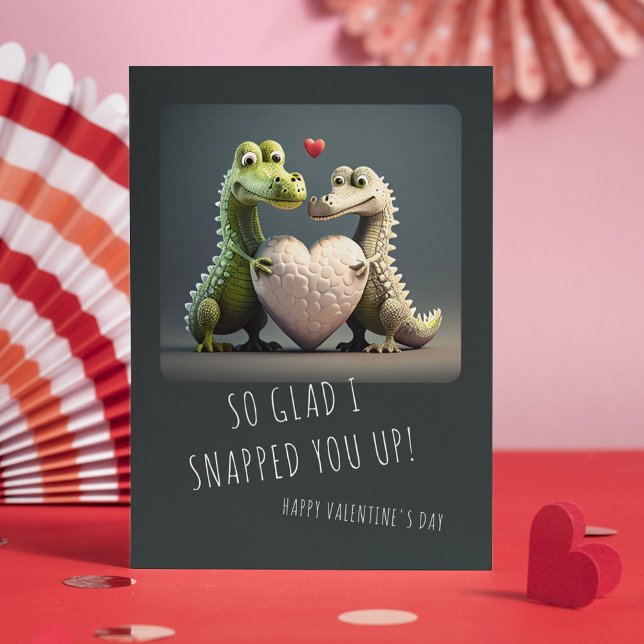 Valentine's Day Funny Alligator Crocodile Couple Card (Creator Uploaded)