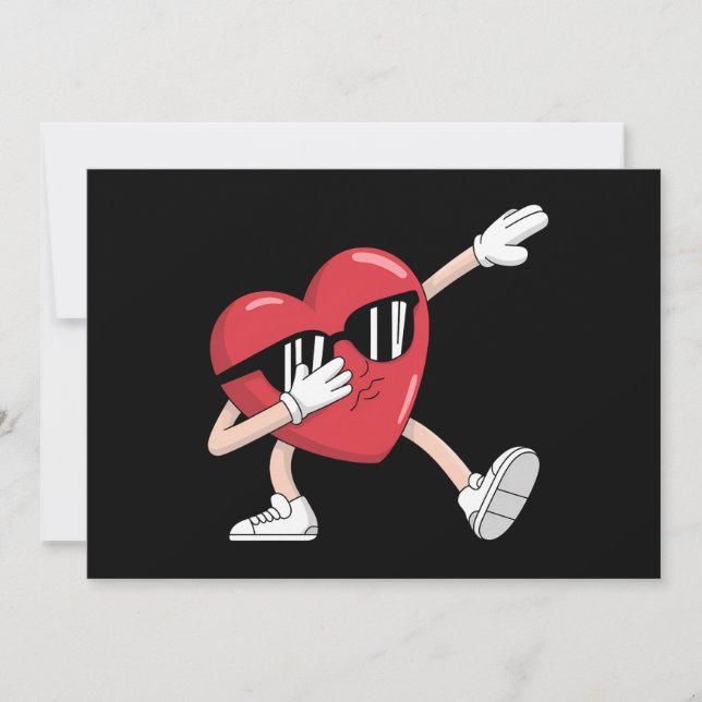 Valentine's Day Funny Boys Girls Dabbing Heart Invitation (Front)