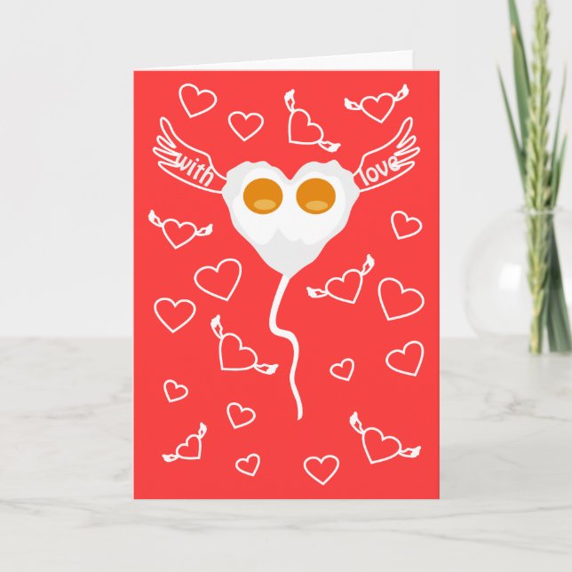 Valentine's day funny heart with eggs Custom  Card (Front)