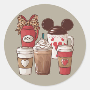 Valentine's Day Funny Latte Coffee Lover Classic Round Sticker