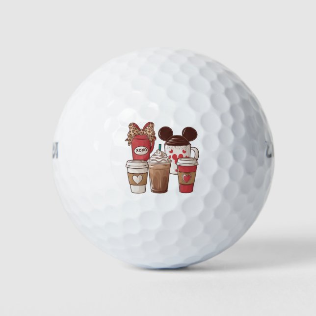 Valentine's Day Funny Latte Coffee Lover  Golf Balls (Front)