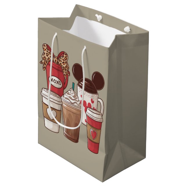 Valentine's Day Funny Latte Coffee Lover  Medium Gift Bag (Front Angled)