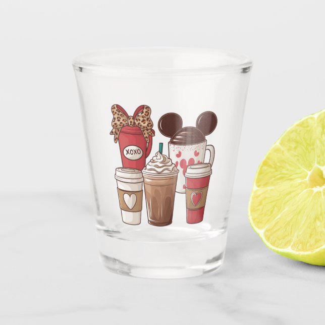 Valentine's Day Funny Latte Coffee Lover  Shot Glass (Front)