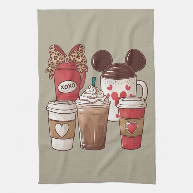 Valentine's Day Funny Latte Coffee Lover  Tea Towel (Vertical)