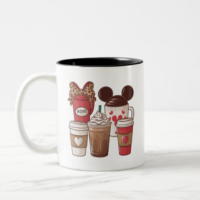 Valentine's Day Funny Latte Coffee Lover  Two-Tone Coffee Mug (Left)