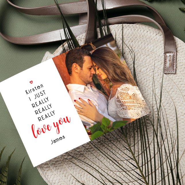 Valentines Day Funny Love You Photo Name Card (Creator Uploaded)