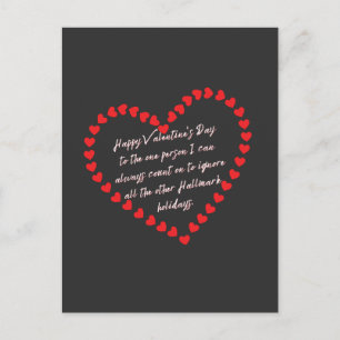 Valentines Day Funny Sarcasm Humour Quote   Postcard