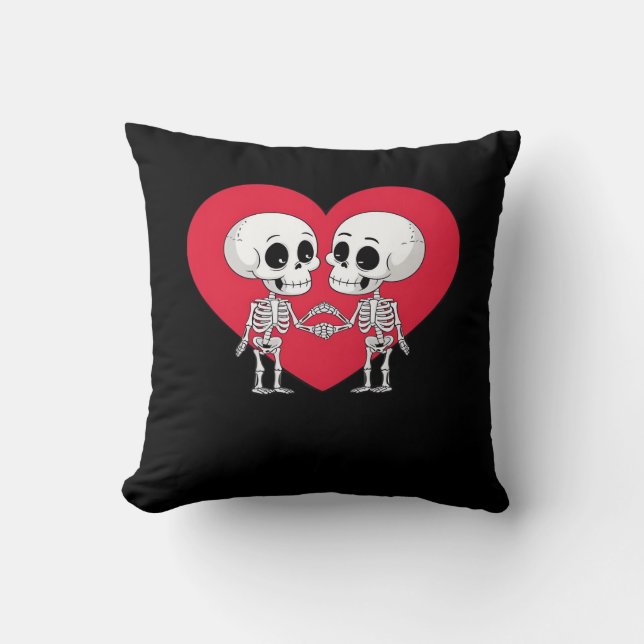 Valentines Day Funny Skeleton Hand Heart  Cushion (Front)