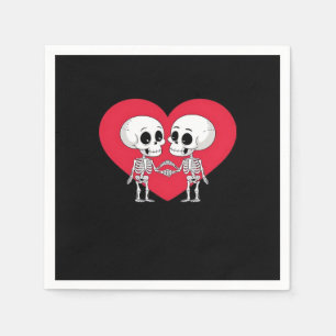 Valentines Day Funny Skeleton Hand Heart Napkin