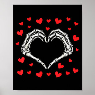 Valentines Day Funny Skeleton Hands Heart Boys Men Poster