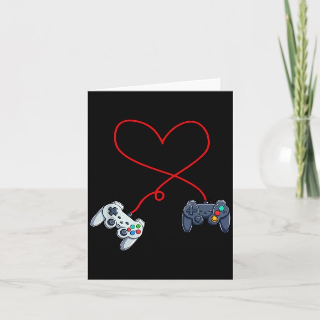 Valentines Day Gamer Controller Heart Gaming Men B Card (Front)
