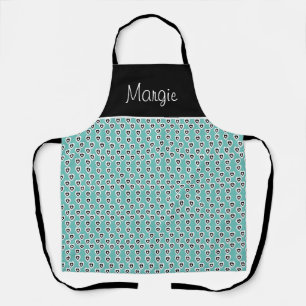 Valentines Day Geometric White Mini Hearts Mint Apron