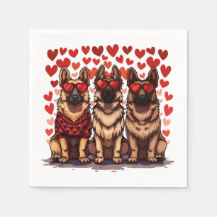 Valentines Day German Shepherd Dogs Napkin